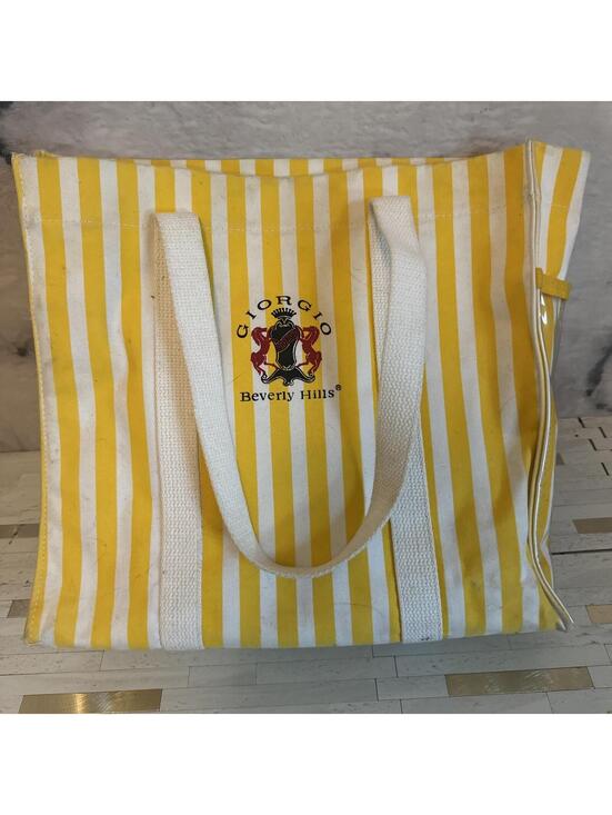 Giorgio Beverly Hills Handbags - Giorgio Beverly Hills Canvas Vintage Striped Tote Bag